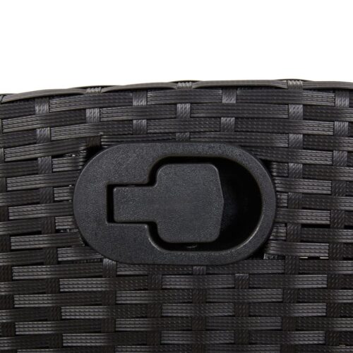 3-Piece Garden Dining Set with Cushions Black Poly Rattan Wicker Outdoor Patio Furniture - Image 4