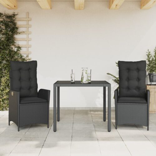 3-Piece Outdoor Dining Set Garden Patio Bistro Chairs Wicker Rattan Furniture - Image 10