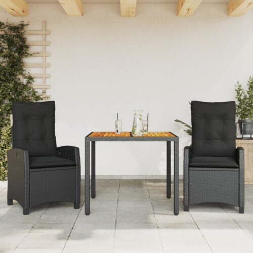 3-Piece Outdoor Dining Set Garden Patio Bistro Chairs Wicker Rattan Furniture - Image 10