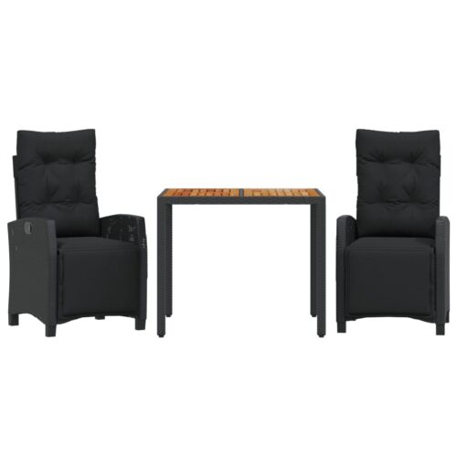 3-Piece Outdoor Dining Set Garden Patio Bistro Chairs Wicker Rattan Furniture