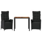 3-Piece Outdoor Dining Set Garden Patio Bistro Chairs Wicker Rattan Furniture
