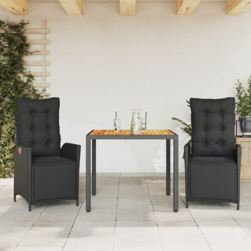 3-Piece Outdoor Dining Set Garden Patio Bistro Chairs Wicker Rattan Furniture - Image 10