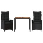 3-Piece Outdoor Dining Set Garden Patio Bistro Chairs Wicker Rattan Furniture
