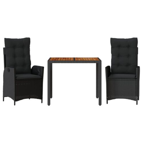 3-Piece Outdoor Dining Set Garden Patio Bistro Chairs Wicker Rattan Furniture