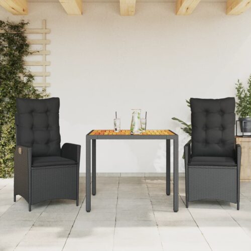 3-Piece Outdoor Dining Set Garden Patio Bistro Chairs Wicker Rattan Furniture - Image 10