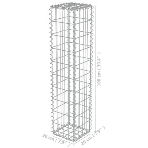 Gabion Wall with Covers Galvanised Steel 20x20x100cm - Image 5