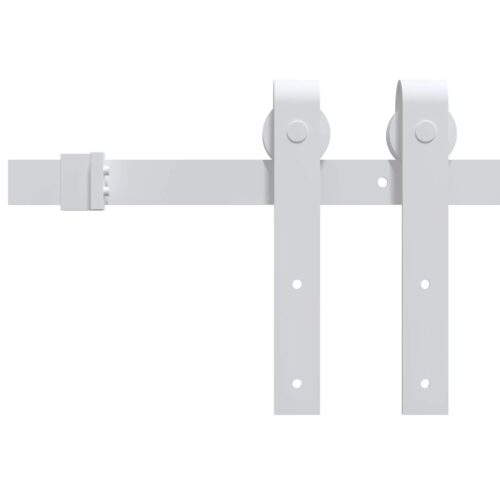 Sliding Door Hardware Kit 183cm Track Office Interior Closet Steel White - Image 3