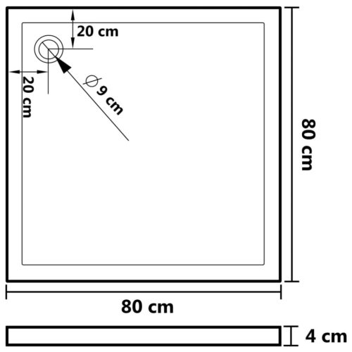 Square ABS Shower Base Tray Bathroom Floor Trays Black 80x80 cm - Image 7