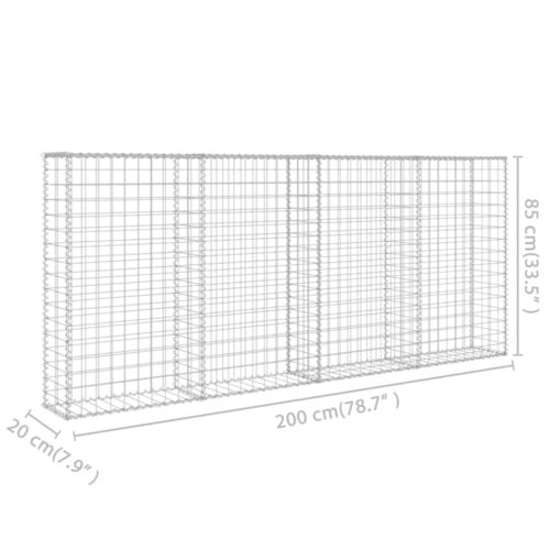 Gabion Wall with Covers Galvanised Steel 200x20x85cm - Image 6