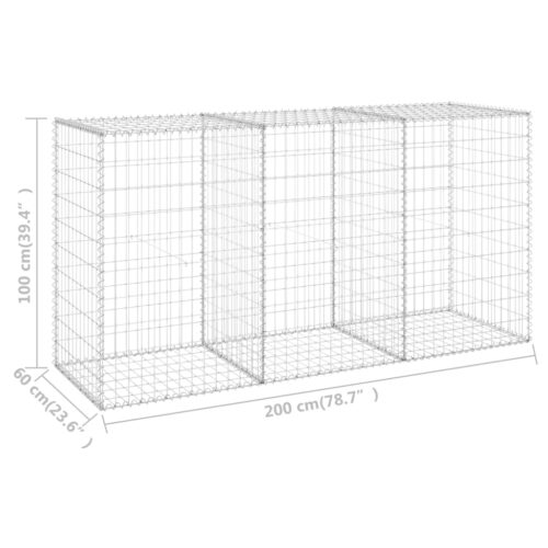 Gabion Wall with Covers Galvanised Steel 200x60x100cm - Image 7