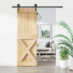 Sliding Door with Hardware Set 70x210cm Solid Wood Pine