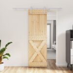 Sliding Barn Door Hardware Track Set Bedroom Interior Closet 70x210cm Solid Wood