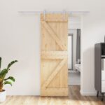 Sliding Barn Door Hardware Track Set Bedroom Interior Closet 70x210cm Solid Wood