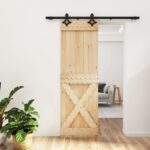Sliding Door with Hardware Set 70x210cm Solid Wood Pine