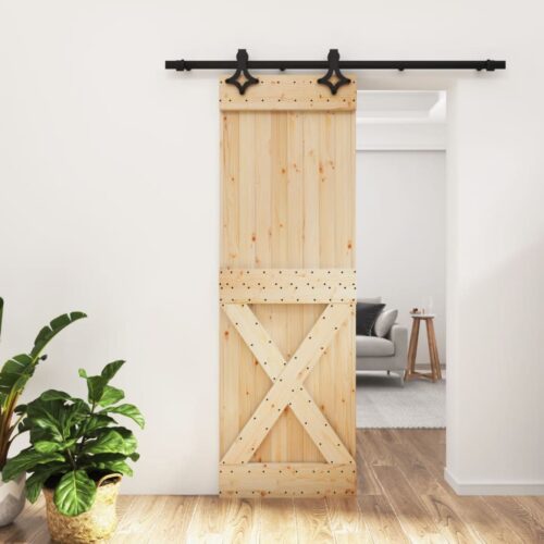 Sliding Door with Hardware Set 70x210cm Solid Wood Pine
