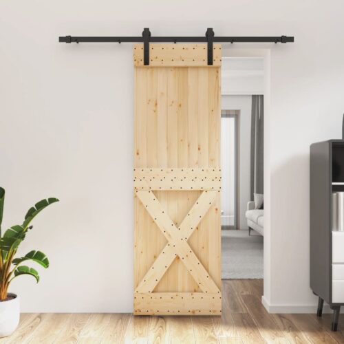 Sliding Door with Hardware Set 70x210cm Solid Wood Pine