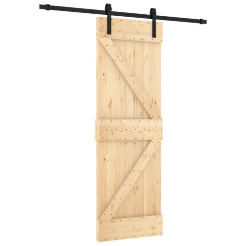 Sliding Door with Hardware Set 70x210cm Solid Wood Pine - Image 2