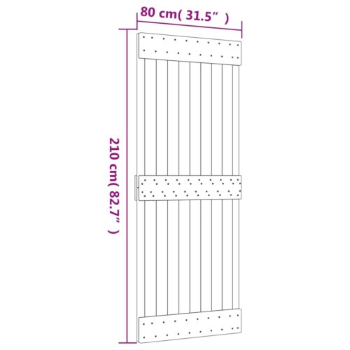 Sliding Door with Hardware Set 80x210cm Solid Wood Pine - Image 11