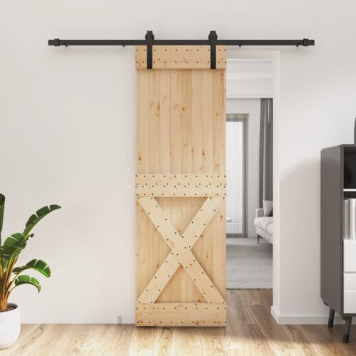 Sliding Door with Hardware Set 70x210cm Solid Wood Pine