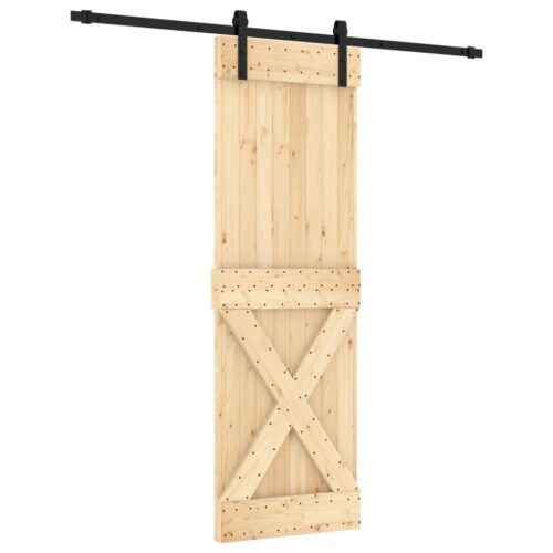 Sliding Door with Hardware Set 70x210cm Solid Wood Pine - Image 2