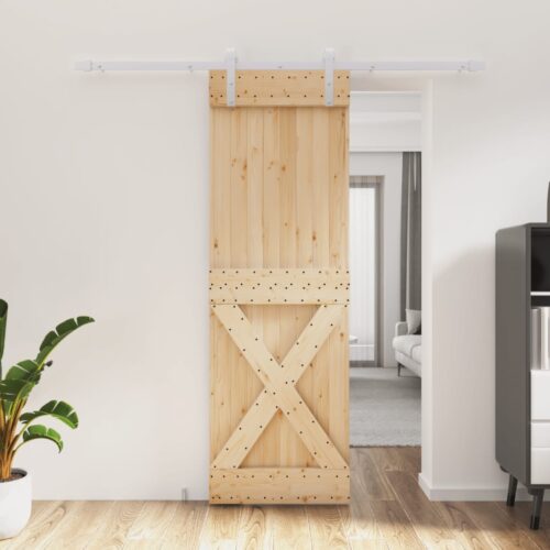 Sliding Barn Door Hardware Track Set Bedroom Interior Closet 70x210cm Solid Wood