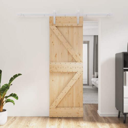 Sliding Barn Door Hardware Track Set Bedroom Interior Closet 70x210cm Solid Wood