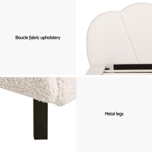 Artiss Bed Frame Queen Size Boucle Beige SASA - Image 6