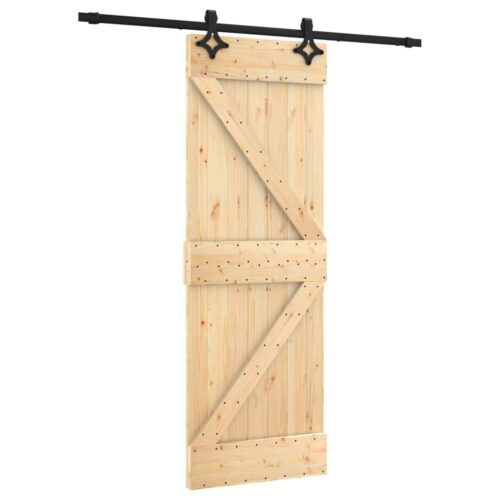 Sliding Door with Hardware Set 70x210cm Solid Wood Pine - Image 2