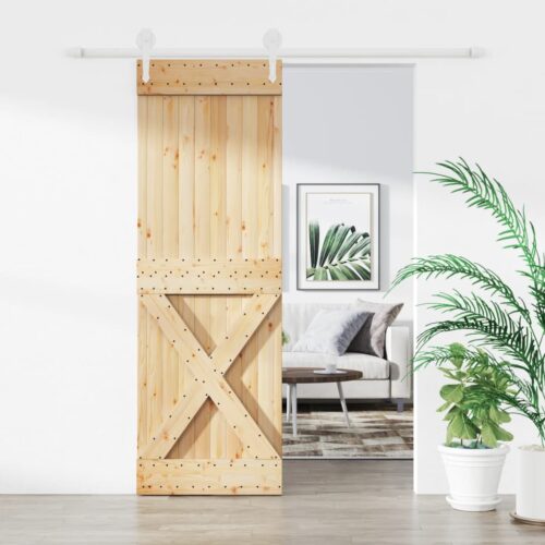 Sliding Barn Door Hardware Track Set Bedroom Interior Closet 70x210cm Solid Wood
