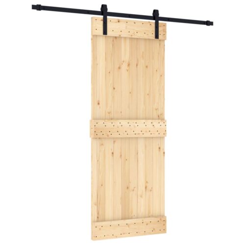 Sliding Door with Hardware Set 80x210cm Solid Wood Pine - Image 2