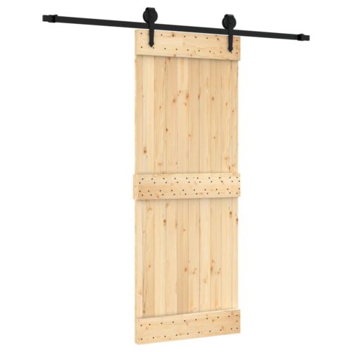 Sliding Door with Hardware Set 80x210cm Solid Wood Pine - Image 2