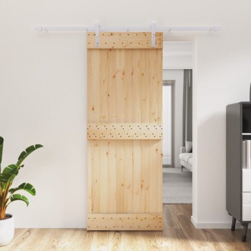 Sliding Barn Door Hardware Track Set Bedroom Interior Closet 80x210cm Solid Wood
