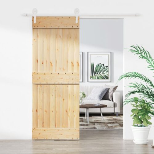 Sliding Barn Door Hardware Track Set Bedroom Interior Closet 80x210cm Solid Wood