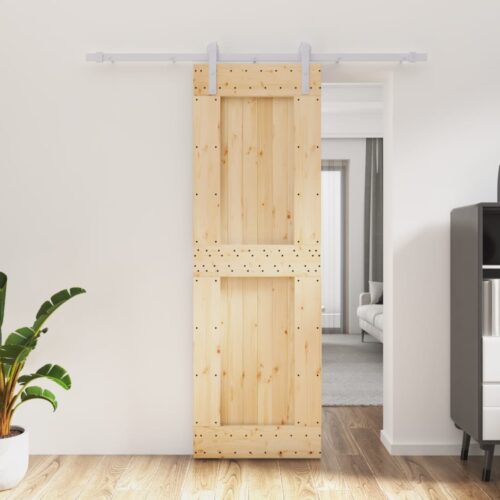 Sliding Barn Door Hardware Track Set Bedroom Interior Closet 70x210cm Solid Wood