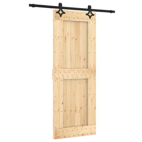 Sliding Door with Hardware Set 80x210cm Solid Wood Pine - Image 2