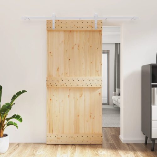 Sliding Barn Door Hardware Track Set Bedroom Interior Closet 95x210cm Solid Wood