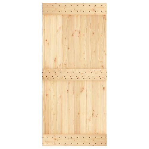 Sliding Door with Hardware Set 95x210cm Solid Wood Pine - Image 4