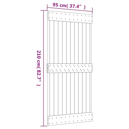 Sliding Door with Hardware Set 95x210cm Solid Wood Pine - Image 11