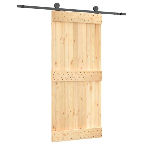 Sliding Door with Hardware Set 90x210cm Solid Wood Pine - Image 2