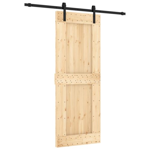 Sliding Door with Hardware Set 80x210cm Solid Wood Pine - Image 2