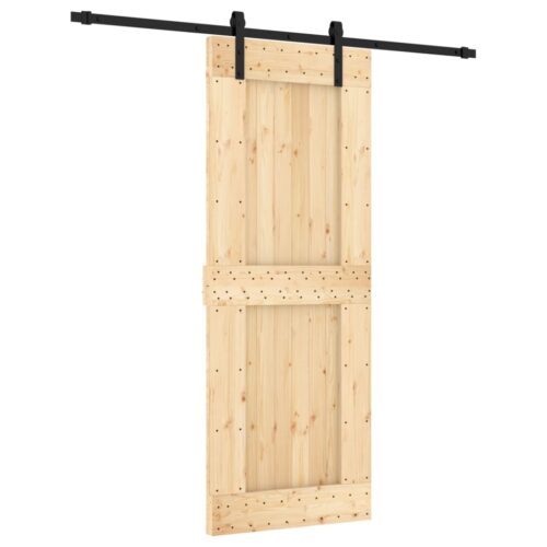 Sliding Door with Hardware Set 80x210cm Solid Wood Pine - Image 2