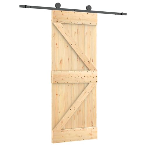 Sliding Door with Hardware Set 85x210cm Solid Wood Pine - Image 2