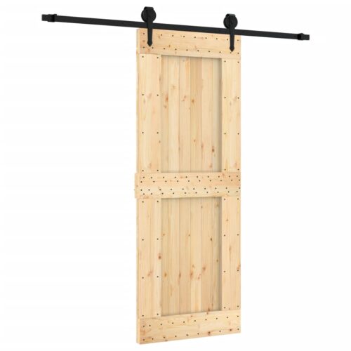Sliding Door with Hardware Set 80x210cm Solid Wood Pine - Image 2