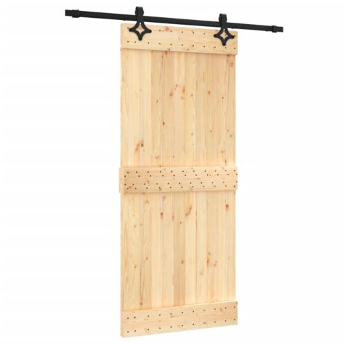 Sliding Door with Hardware Set 90x210cm Solid Wood Pine - Image 2