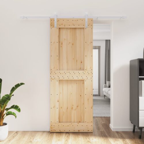 Sliding Barn Door Hardware Track Set Bedroom Interior Closet 80x210cm Solid Wood