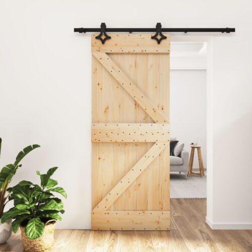 Sliding Door with Hardware Set 85x210cm Solid Wood Pine