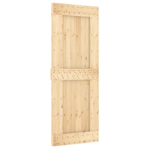 Sliding Door with Hardware Set 80x210cm Solid Wood Pine - Image 3