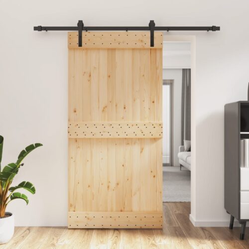 Sliding Door with Hardware Set 100x210cm Solid Wood Pine