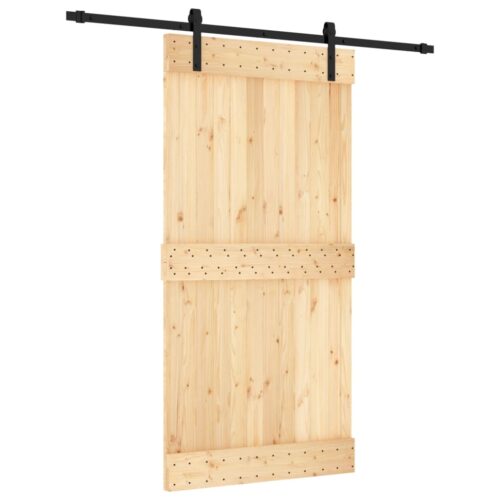 Sliding Door with Hardware Set 100x210cm Solid Wood Pine - Image 2