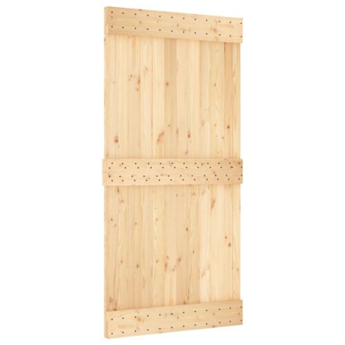 Sliding Door with Hardware Set 100x210cm Solid Wood Pine - Image 3